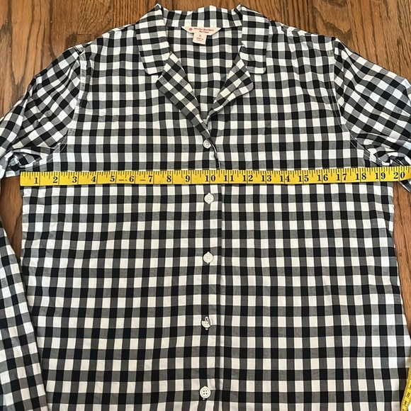 Ted Baker Red Fleece Plaid Pajama Buttons down Blouse Bottom embroidered Size S - Picture 4 of 9